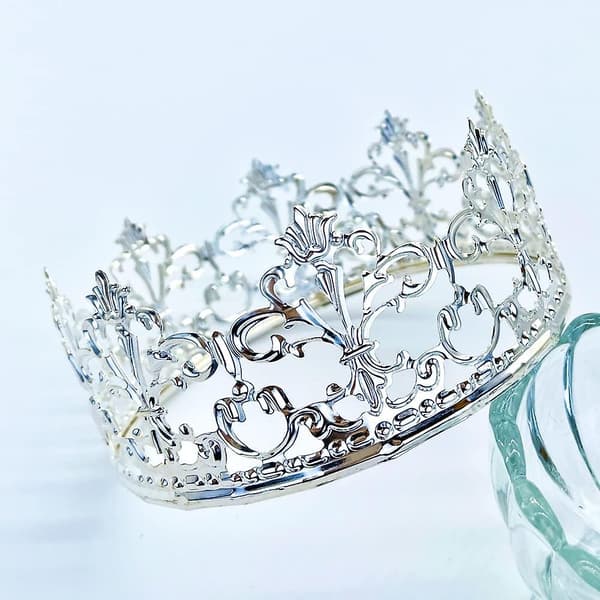 Prinsessekronekakepyntdekorasjon for gutter og jenter, kakedekorasjoner for bryllup (sølv)（B）