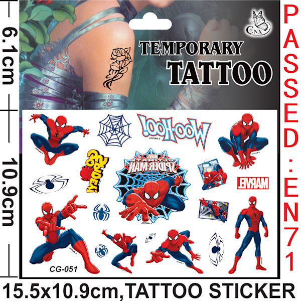 Hämähäkkimies-tatuoinnit - 4 kuvaa - Tatuoinnit lapsille - Avengers Moniväriset