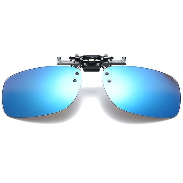 Men Polarized Uv Protection Clip-on Sunglasses Flip Up Driving Sun Glasses Ice Blue