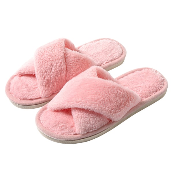 Dames kunstig pels tøfler, varme flip flops, hjemmesko med åbne tæer, egnet til piger 38-39