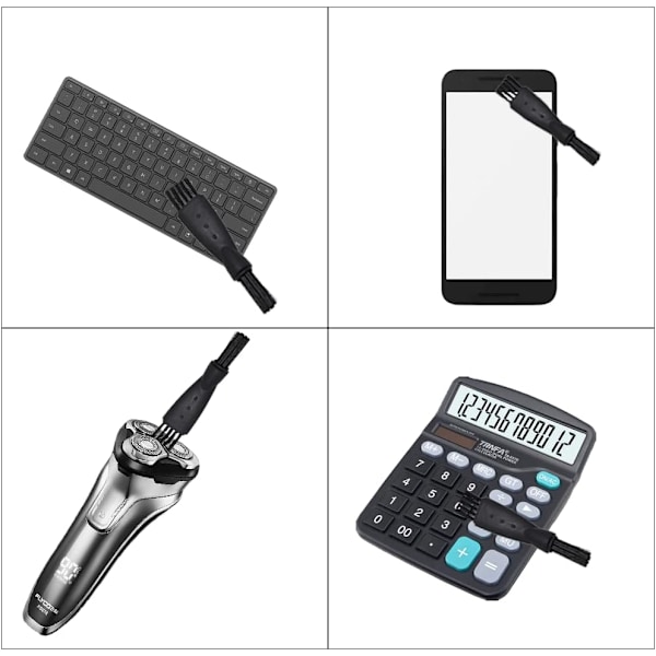 Barberkost, 6 stk. barberkost til rengøring, dobbelt barberkost til rengøring, sort, 6,1*0,6 cm