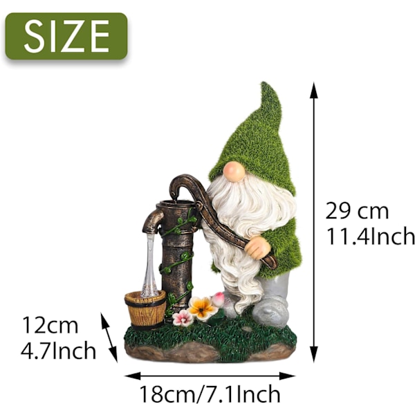 Flocked Puutarha Tonttu Koristeet, 29cm Suuri Hauska Tonttu Ulkona