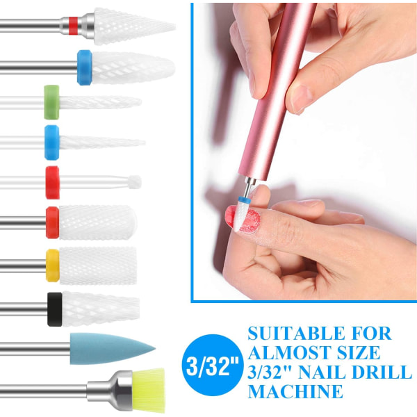 10 pieces of ceramic nail bit kit, nail sander tip, professional