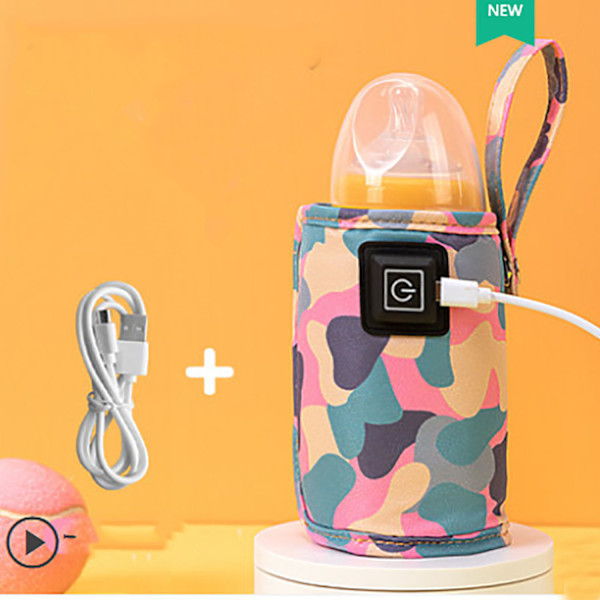 Babyflaskevarmer camouflage pink