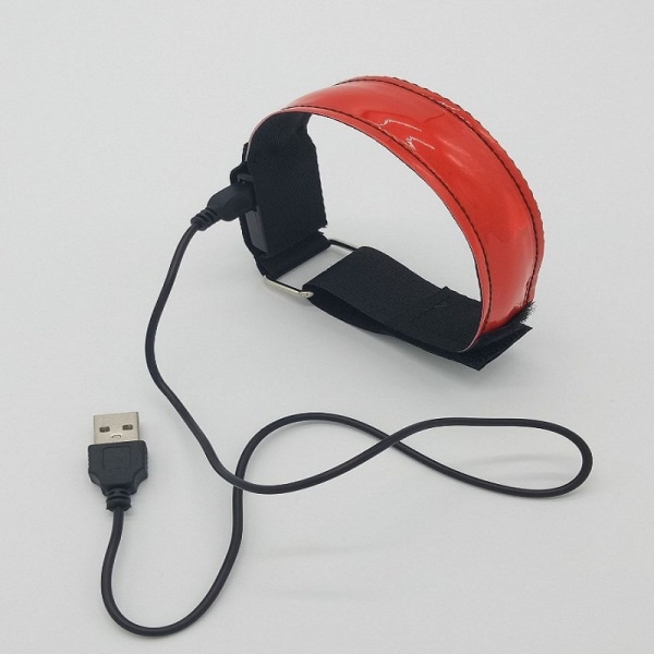 2PCS Red Rechargeable LED Light Armband, Reflective LED Running F