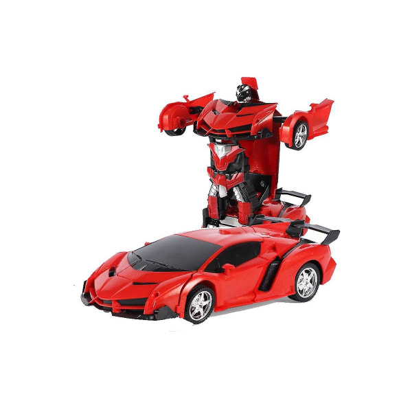 Transformator 2 i 1 Rc Bilkörning Sportbilar Körning Transformation Robot Bil Röd