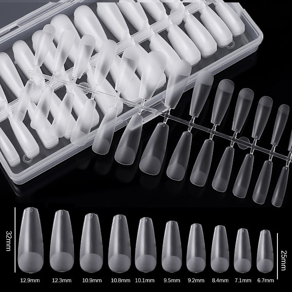 Semi-frostet full nail patch, 240 stk falske negler