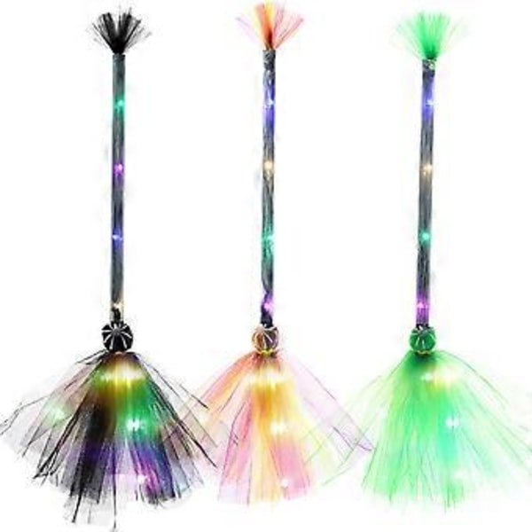 Halloween Party Lysende Heksekost Plastkosteskaft Barnekost Rekvisitter for Halloween Cosplay Kostymefest Dekor BR06 black