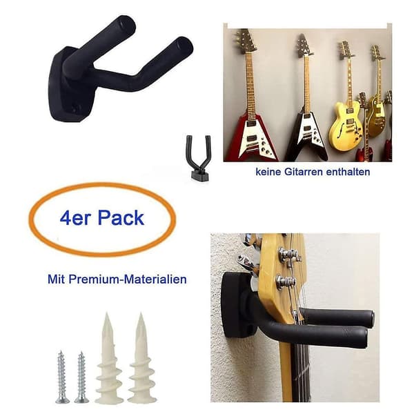 Gitarrväggfäste, lyxig gitarrväggkrok automatisk lås gitarrkrok hållare fäste för hemstudio gitarr, bas