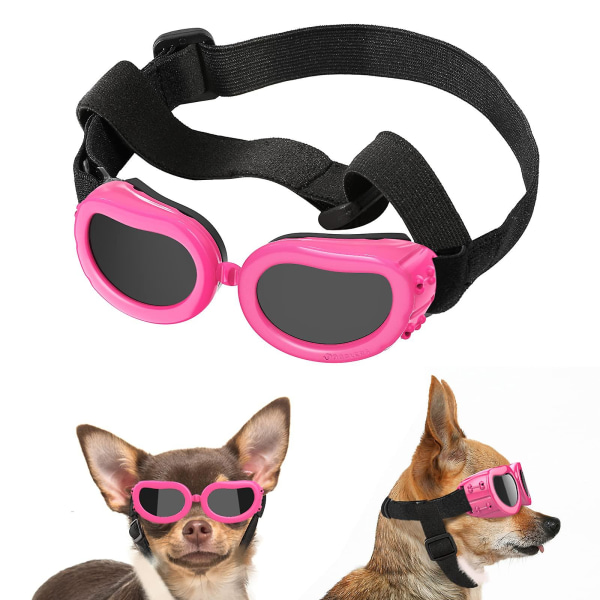 Solbriller til små hunde, beskyttelsesbriller med UV-beskyttelse, briller til små hunde, øjenbeskyttelse med justerbar (Pink)