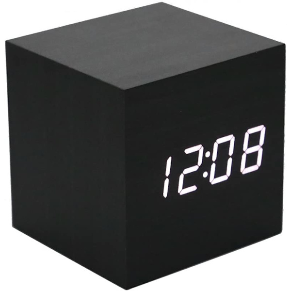 Träväckarklocka - Mini LED Digitalklocka med Temperatur Tid