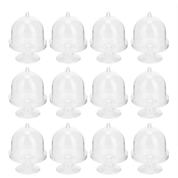 12 st Godisaskar med Lock Basstruktur Design Transparent Fack Modellering Form Fyllbar Mini Smyckeskrin Ornament (Transparent)