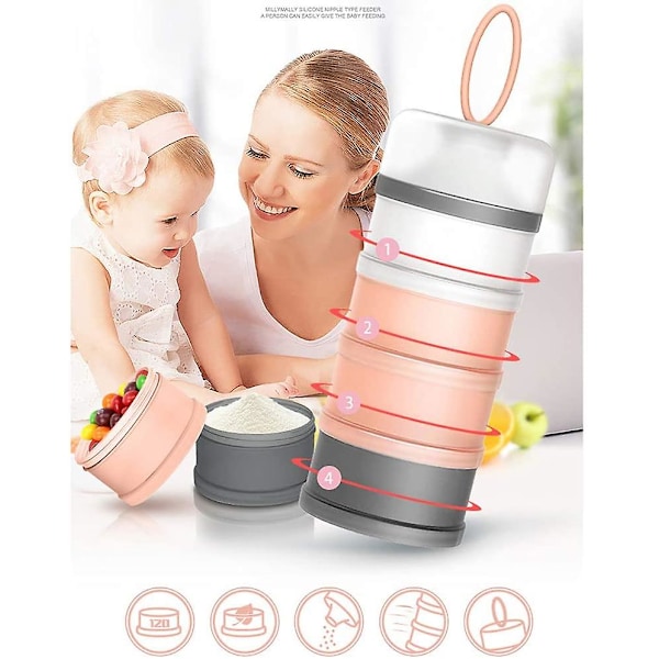 2 stk. Baby Mælkepulver Dispenser Snack Opbevaringsbeholder Stabelbar BPA Fri