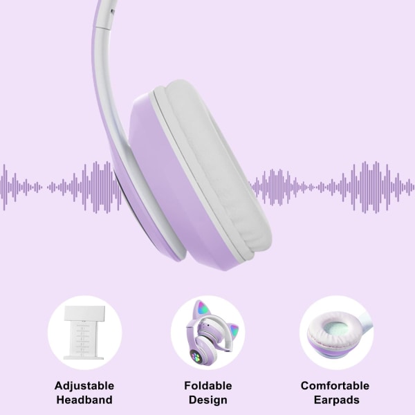 (Lila) barnens hörlurar, Bluetooth trådlösa hörlurar