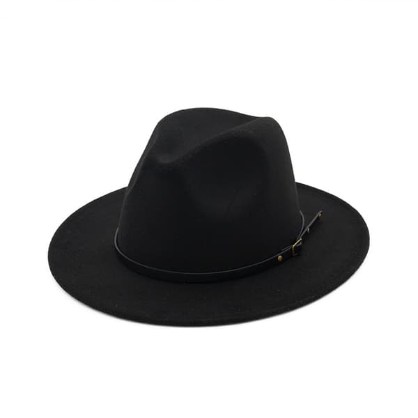 Uldfilt Fedora Hat til kvinder eller mænd (sort)