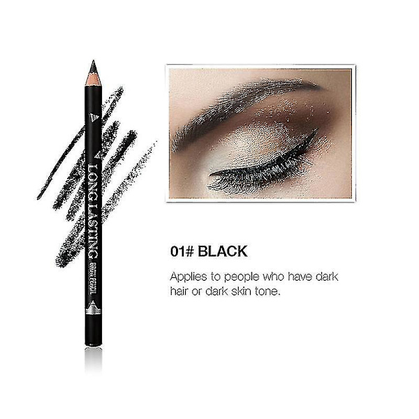 12 stk./pakke øjenbrynsblyanter eyeliner, mat vandtæt øjenbrynsblyant langtidsholdbar eyeliner øjenmakeup（sort）
