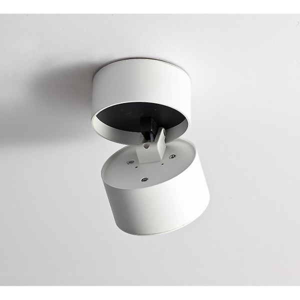 Drejelig indendørs spotlight, 12w enkelt loft spot lys hvid, drejelig aluminium overflademonteret downlight