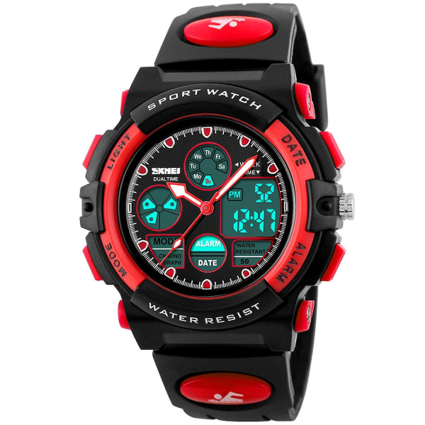 Boys Digital Watch Outdoor Sports 50m Waterproof Electronic Watches Red