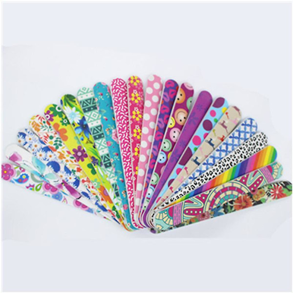 30 stk. dobbeltsidet Emery Boards Neglebuffer Blomsterprint Neglefiler Manicurefiler til kvinder Piger