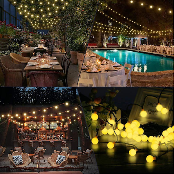 1,8 cm färgglad bubbelboll solcellsbelysning utomhus ljusslinga 50 LED 9,5 m