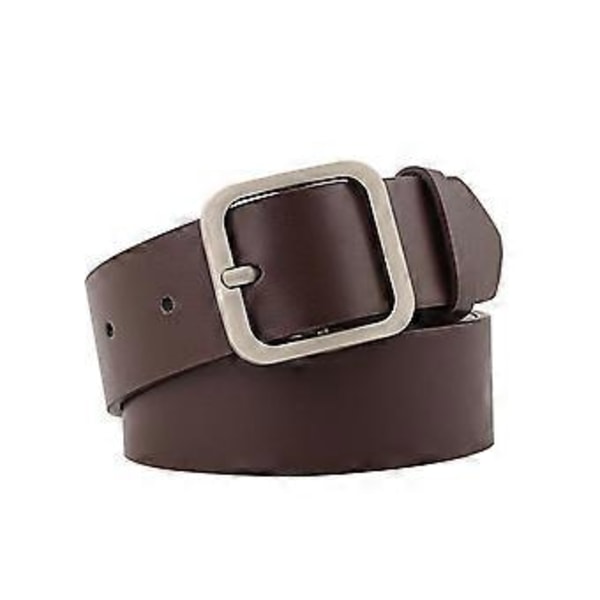 Mode PU Läderbälte För Kvinnor Fyrkantigt Spänne Högkvalitativa Dambälten Klänning Jeans Rem Flickor Midjeband Justerbara Bälten Coffee Silver Buckle 110cm