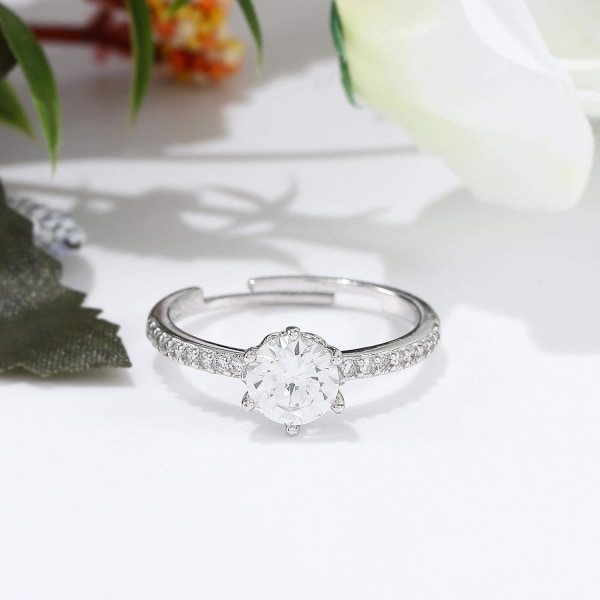 Crystal Justerbar Silver Knuckle Ring för damer och flickor