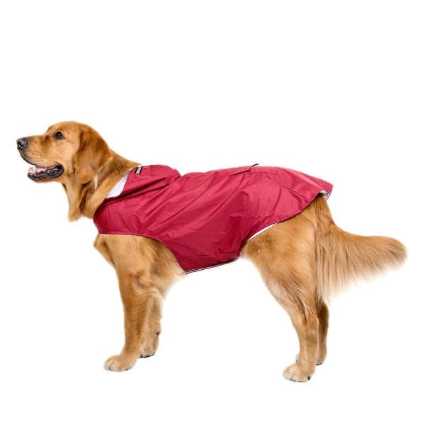 Reflekterende hunderegnfrakke regnfrakke regntøj med snorhul til mellemstore og store hunde（5XL rose rød）