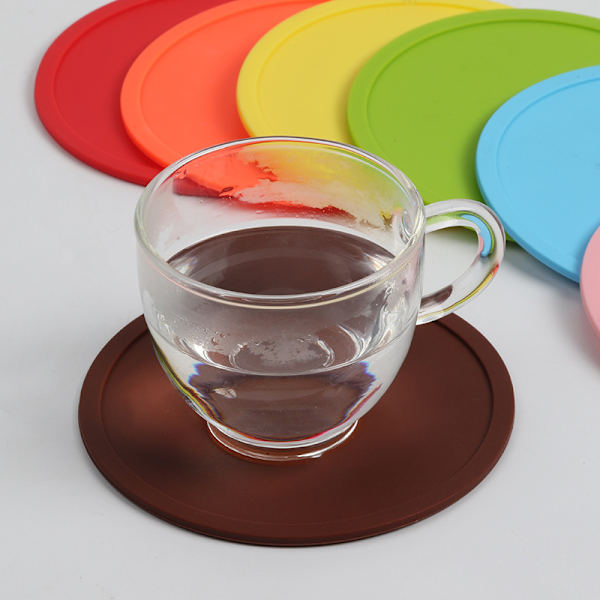 BPA-frie silikonunderlag, sett med 3 underlag - runde for ølglass, kaffekopper, tekopper og flasker - fester, hjemmekontor og mer