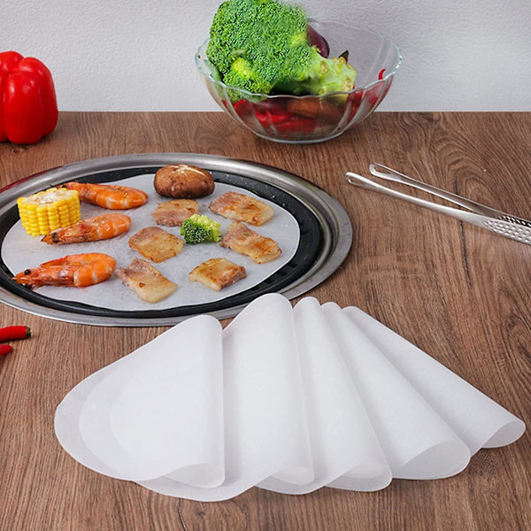96 stk. runde pergamentpapir, 8 tommer bagepapir cirkler runder non-stick bagepapir