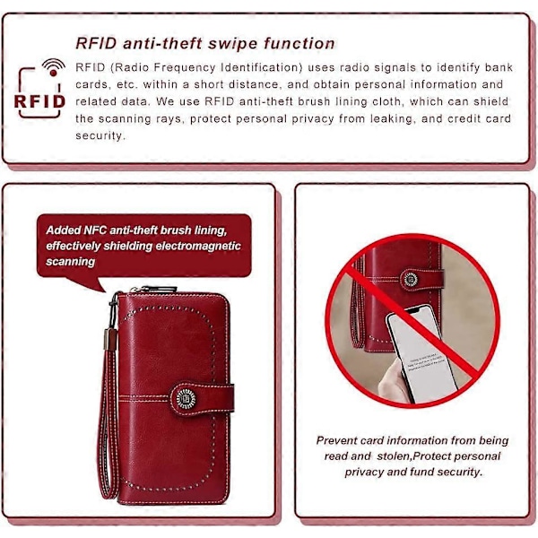 RFID-skyddat resepassplånbok, familjereseplånbok med passklämma, röd