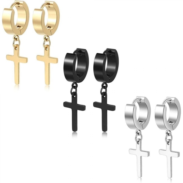 pairs of hip hop stainless steel earrings