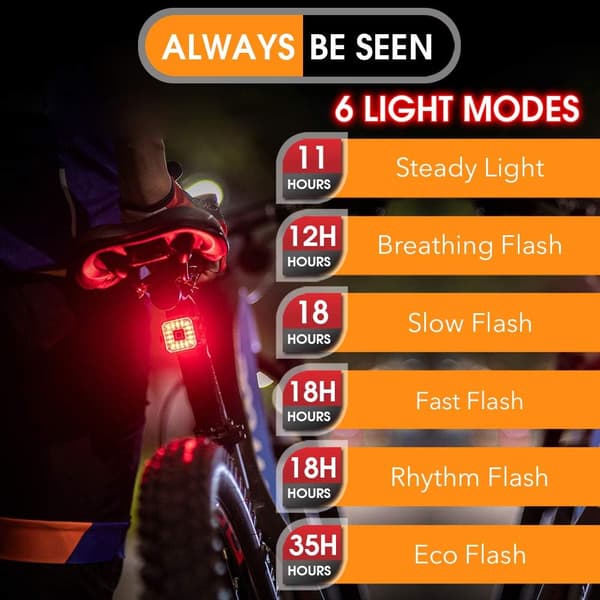 USB-genopladelig smart cykel baglygte bremsesensor super lys