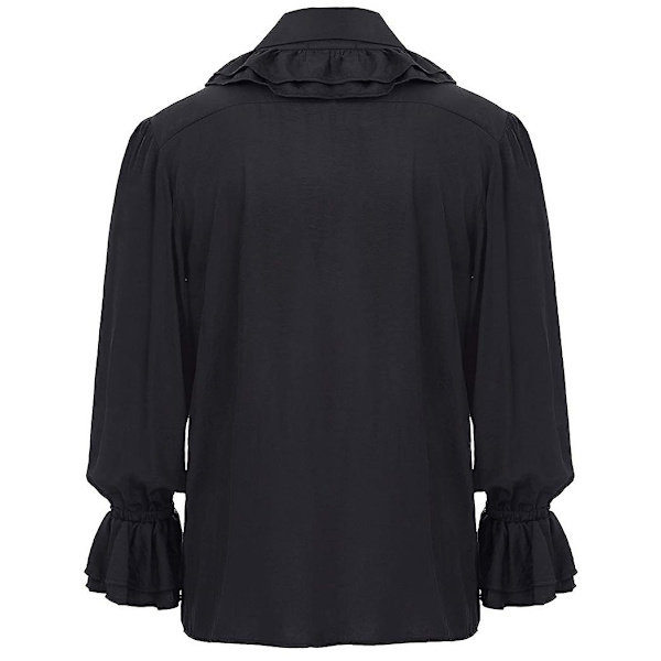 Western Mænds Turist Pirat Skjorte Kostume Cosplay Skjorte（XL Sort）