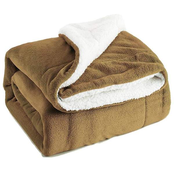 Nanpiper Sherpa tæppe - varmt tæppe til vinteren - super blødt, fuzzy flannel fleece fløjls plys sofatæppe (gul)