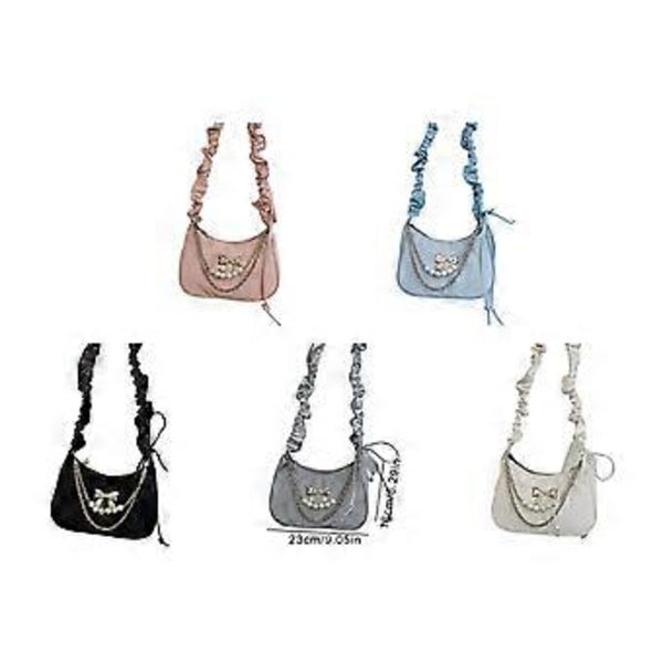 Mode Sløjfer Retro Håndtaske Til Damer Alsidig PU Læder Armhule Taske Casual Skuldertaske Crossbody Taske Hvid White