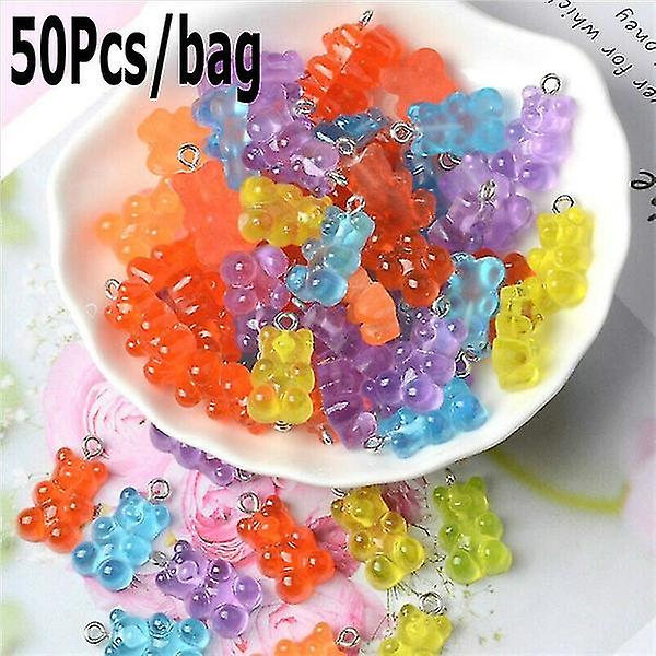 50 st Resin Candy Color Gummy Bear hängsmycken för smyckestillverkning