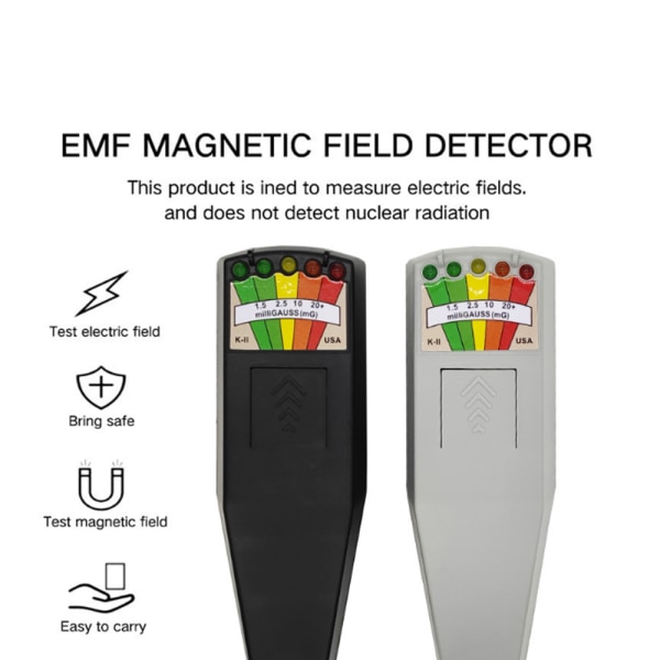 5 LED EMF strålingsdetektor, strålingstester K2, grå