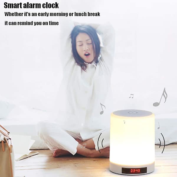 Bluetooth-kaiutin Led-lamppu, 3 kosketushimmennettävää tilaa ja 7 väriä herätyskello