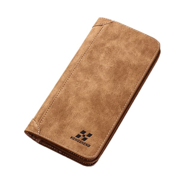 Blok læder møntpung bifold pung kompatibel lang nubuck læder