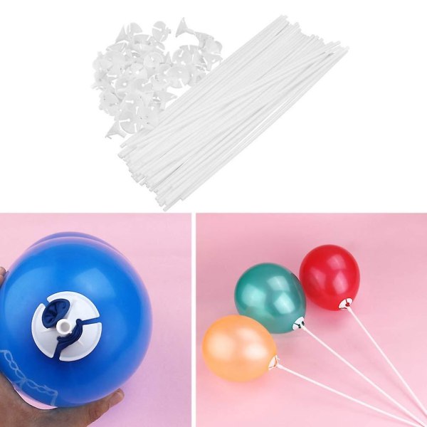 50 st Ballongpinnar Vit Återanvändbar Ballonghållare Ballongstänger Med Bägare För Fest