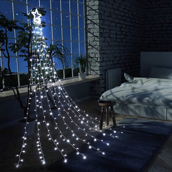 350 LED juletræslys med stjerne, hvid julet