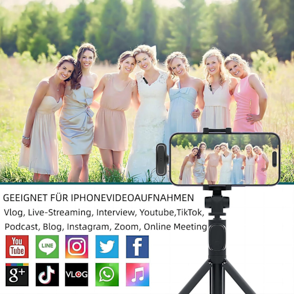 Trådlös brusreducerande lavaliermikrofon för iPhone iPad