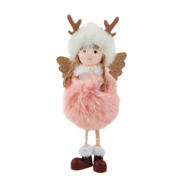 Liten plyschängel med horn, juldocka, söt docka (rosa horn)