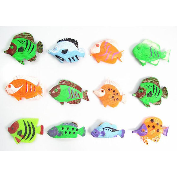 12 st tropiska fiskar leksaker set, pastic söta Sea Life varelser lärande pedagogisk leksak