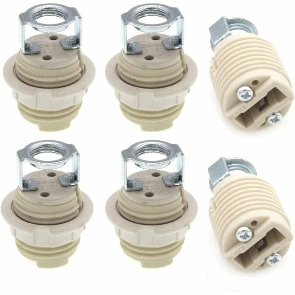6 stk. G9 lampeholder med beslag, keramisk gevind G9 halogen S
