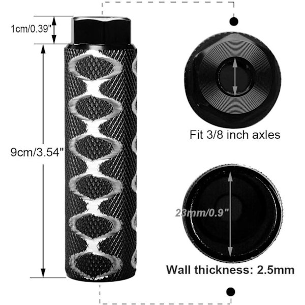1 par aluminiumslegering sklisikre sykkelplugger, BMX-plugger, sylindriske F
