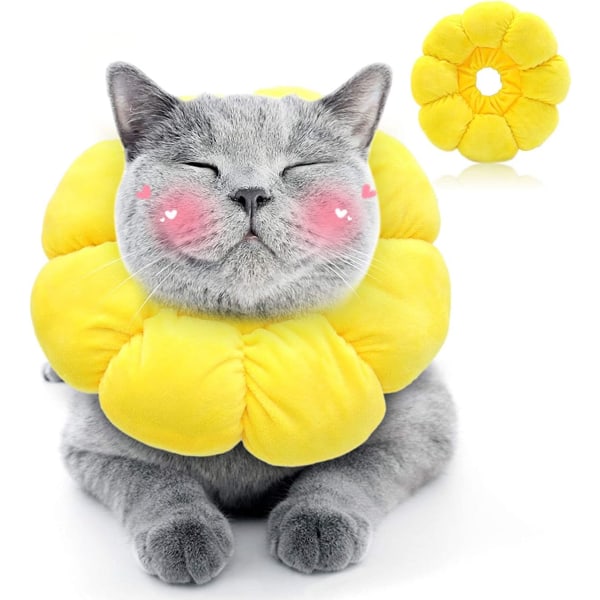 Yellow ,Adjustable Cat Collar Anti-Bite Cat Collar Anti Lick Coll