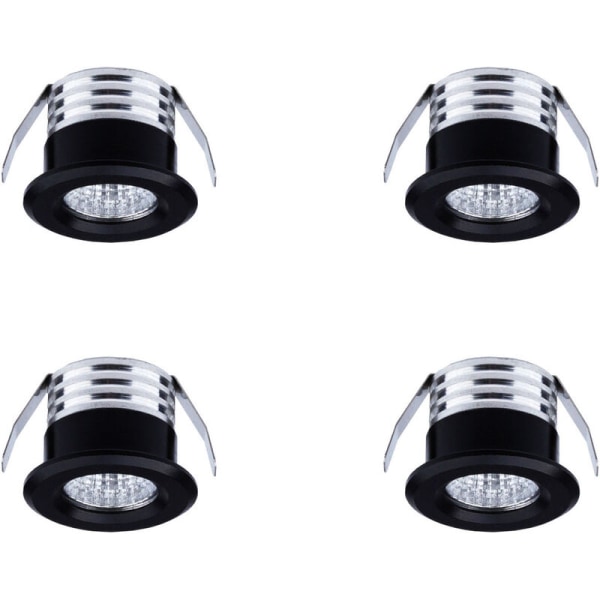 Sett med 4 mini LED-innfelte spotlights, 3 W, kaldt hvitt lys blac