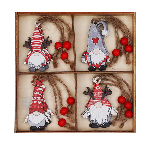 12 pcs Christmas Tree Decorations Wooden Hangings Christmas Tree