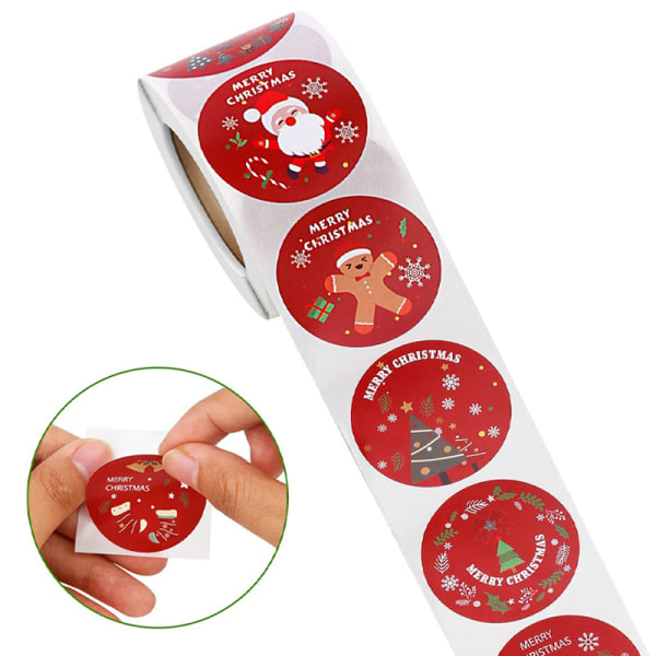 500 STK Julemærkatrulle, 1 tomme, gaveforseglingsmærker